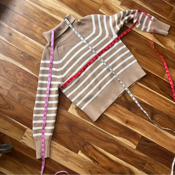 Striped Tan and White Women's Sweater