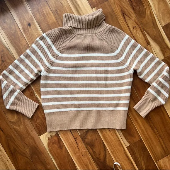 Striped Tan and White Women's Sweater