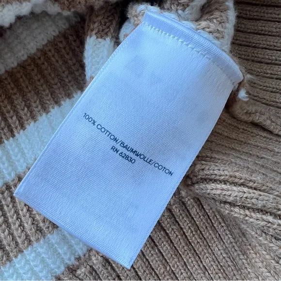 Striped Tan and White Women's Sweater