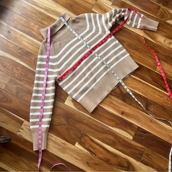 Striped Tan and White Women's Sweater