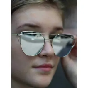 Stylish Metal Bar Silver Frame Sunglasses For Women - Silver