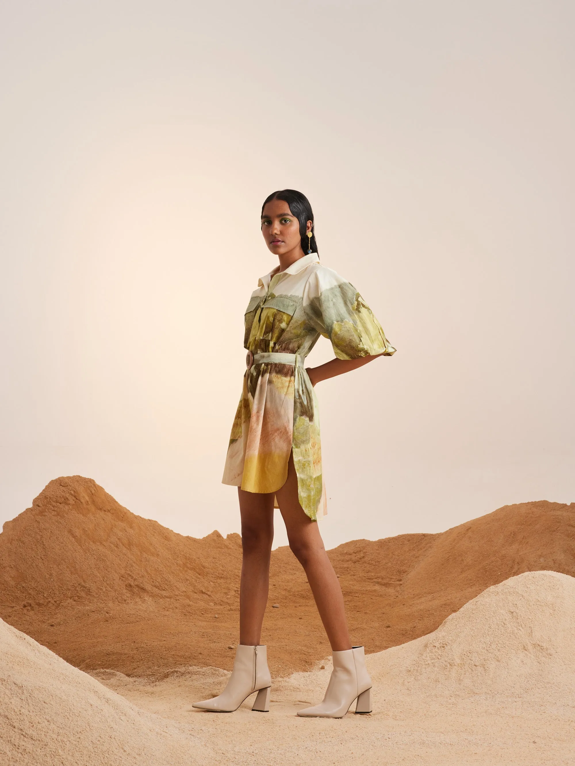 Summer Dress Short Belted-Dale-Cotton Ss23-Bsd-Dale-Cord