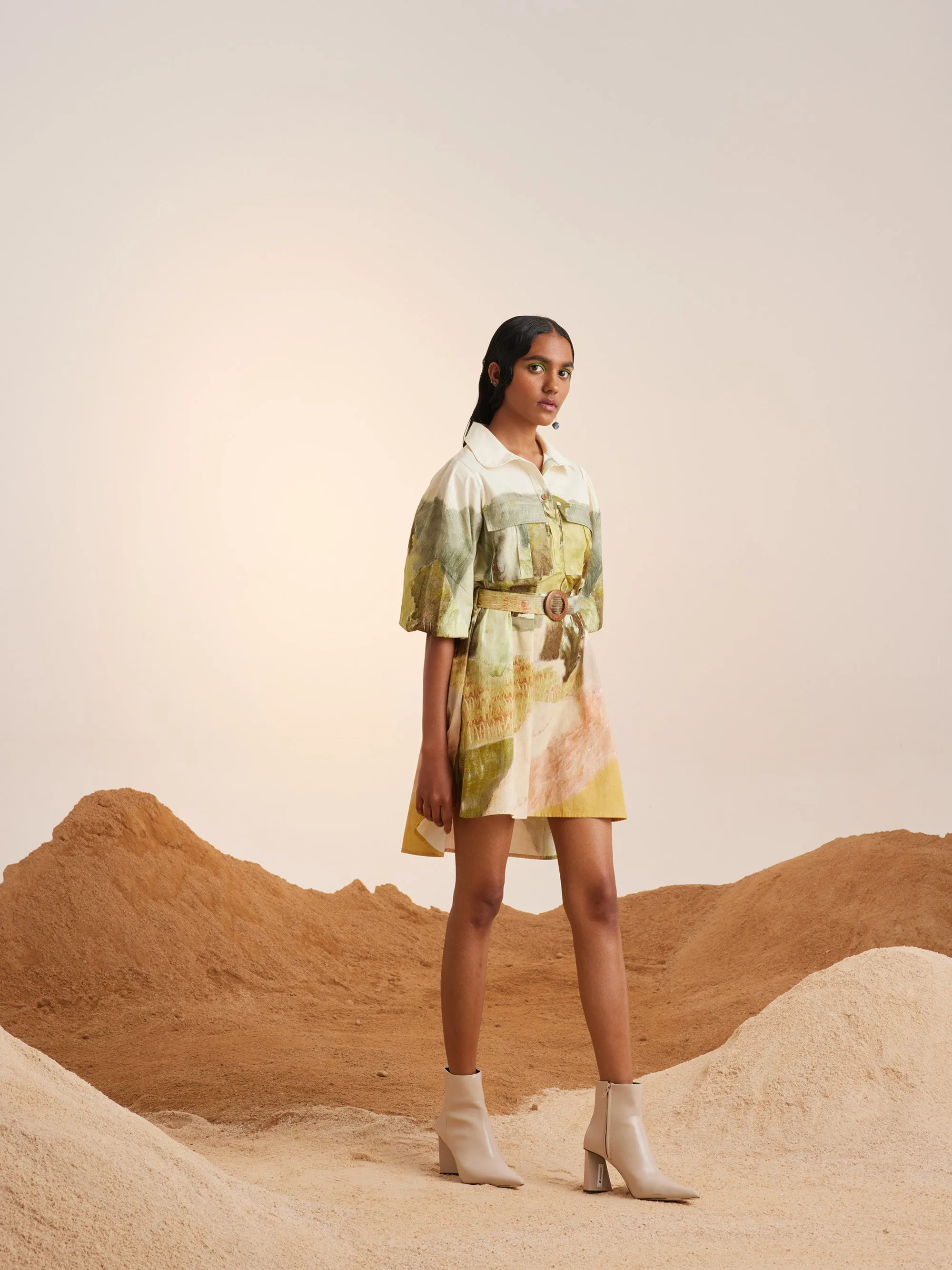 Summer Dress Short Belted-Dale-Cotton Ss23-Bsd-Dale-Cord