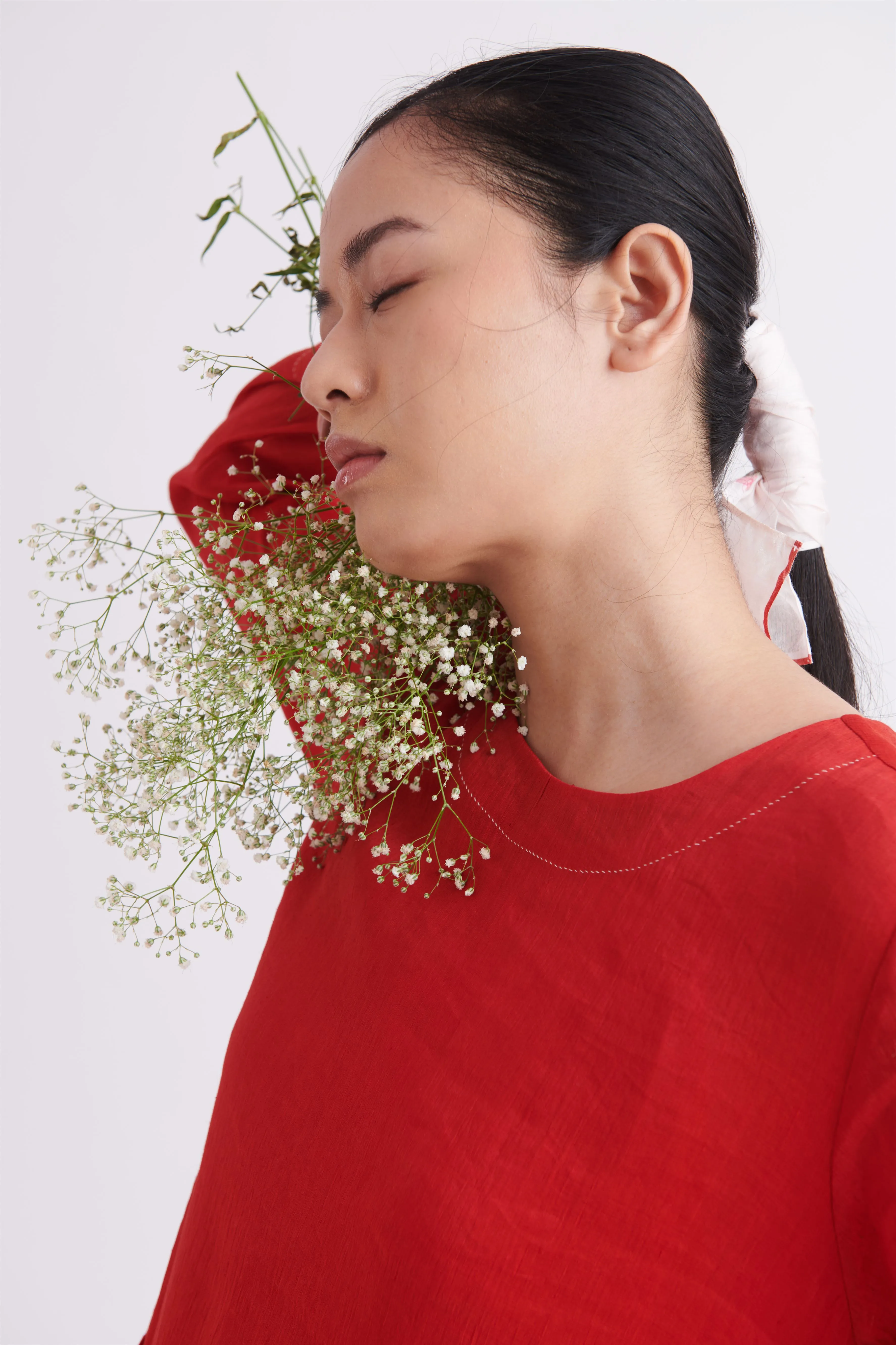 summer dress with slip linen silk red-SS2025-41-fashion edit-the plavate
