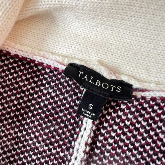 Talbots Multicolor Plaid Lapel Collar Knit Poncho Sweater Size Small