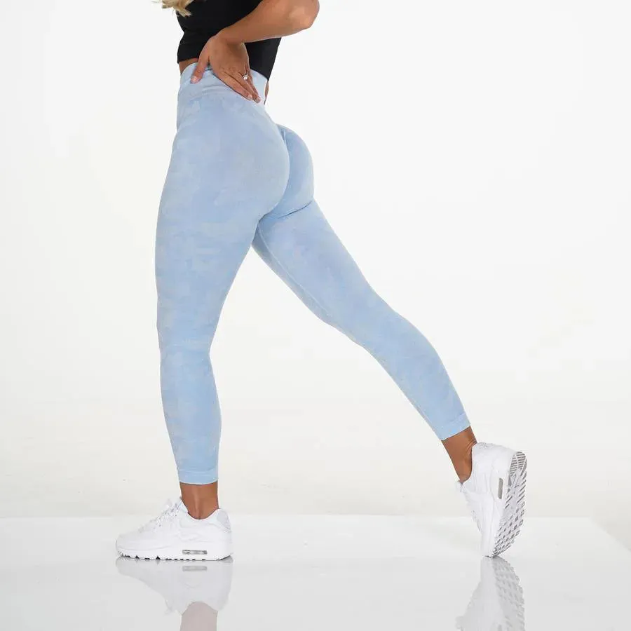 Tejas Camo Print Seamless Scrunch Butt Sports Leggings