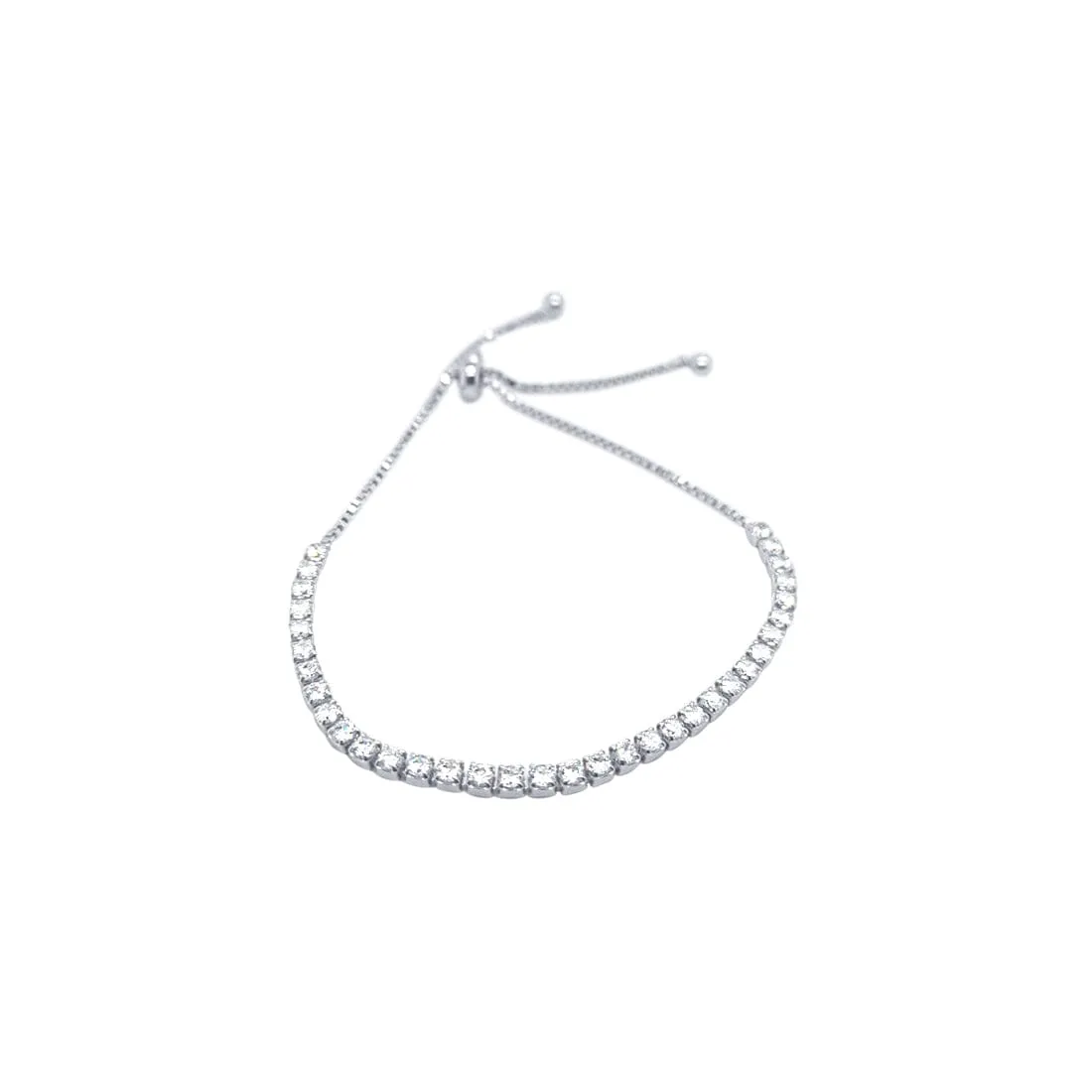 Tennis Bolo Bracelet with Cubic Zirconia in Sterling Silver