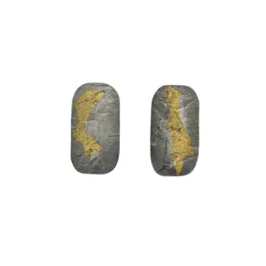 Textured Silver with 24k Gold Keum Boo Earring Studs, Egg Shell Texture,  Black and Gold Textured Earrings