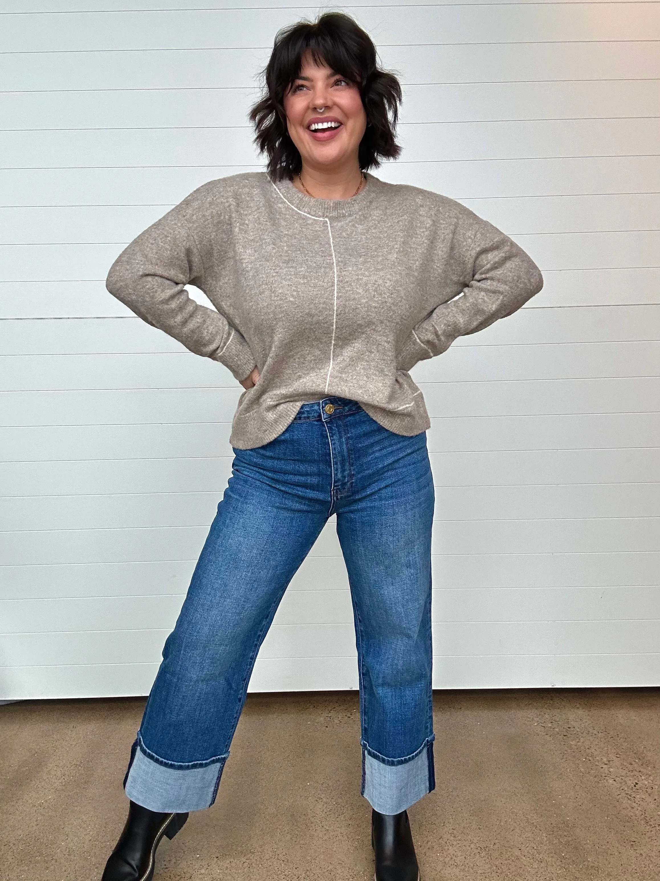 The Abigail Line Detail Crewneck Sweater