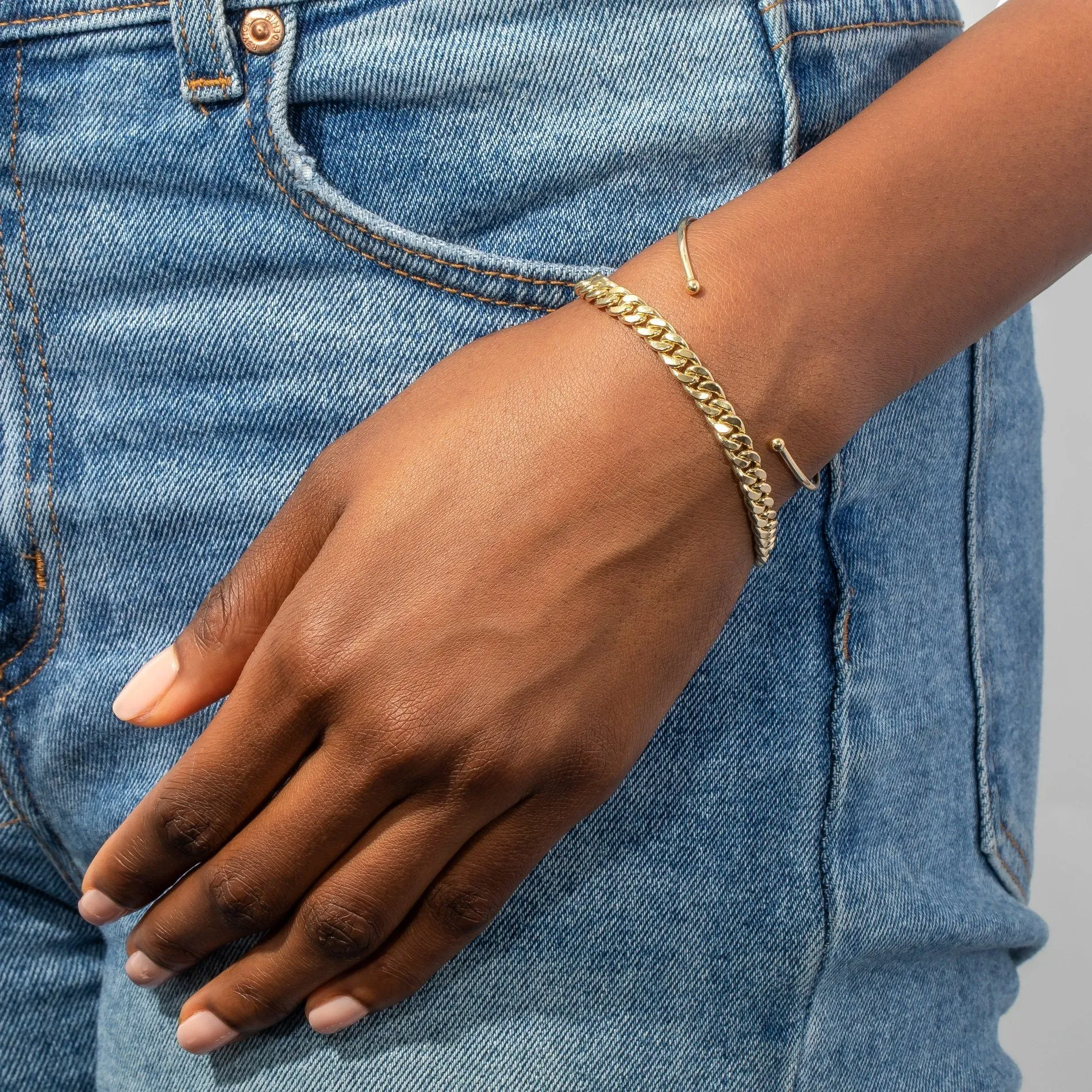 Thin Solid Open Bangle 14K