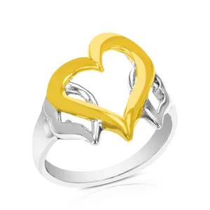 Three Hearts Fashion Ring in Yellow Gold Plated over .925 Sterling Silver