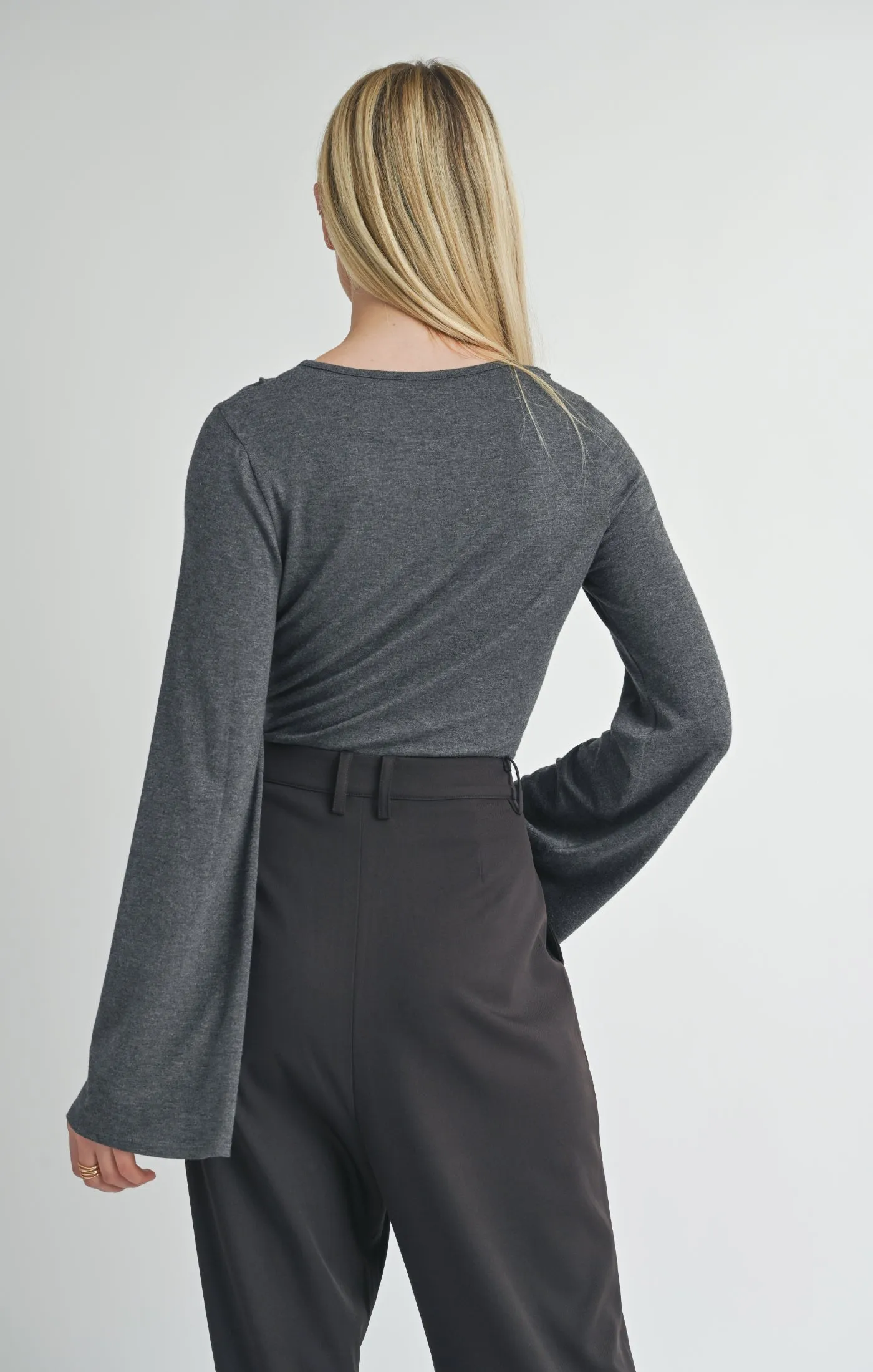 Time Alone Seamed Bell Sleeve Top