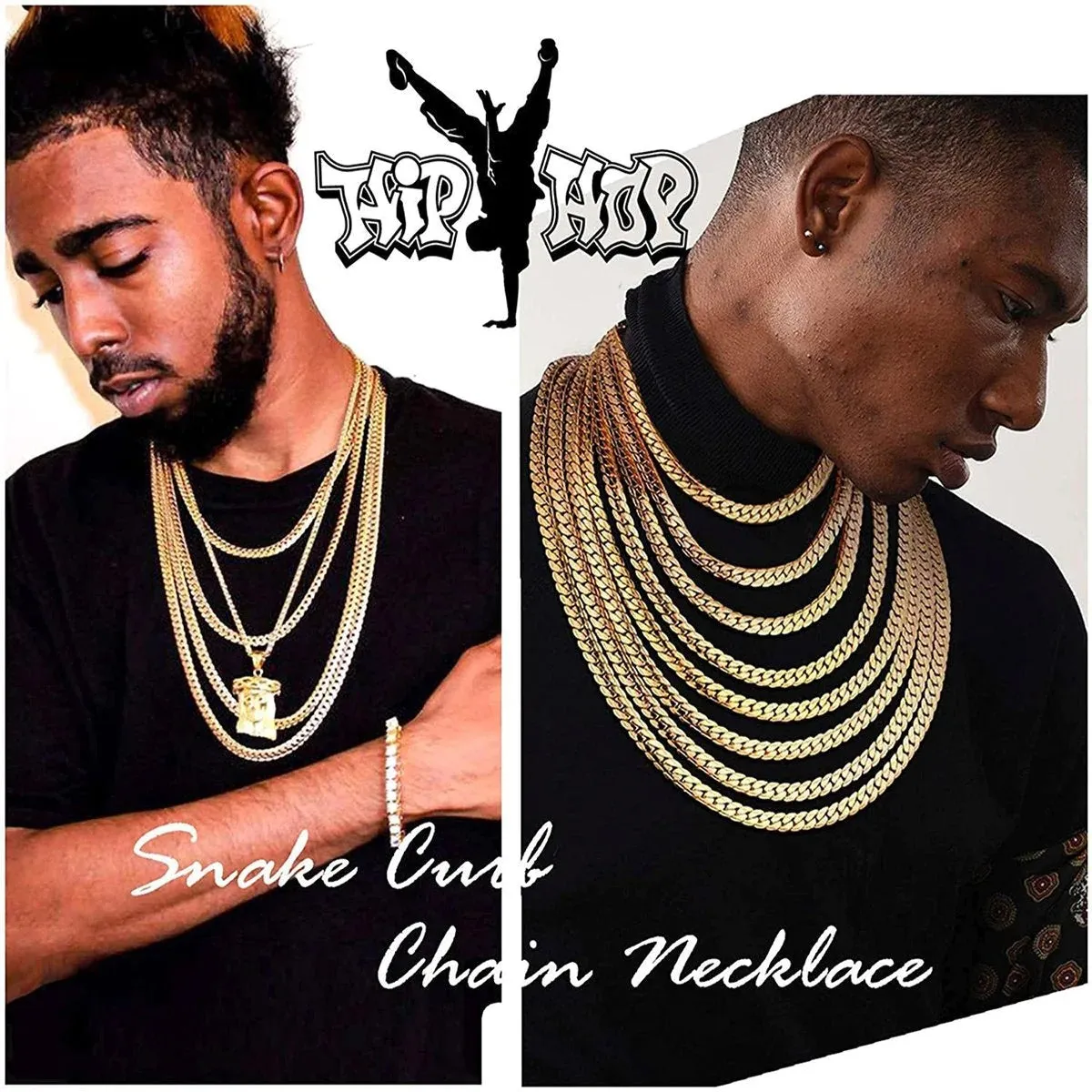Timeless Elegance Men's Classic Curb 18K Gold & Silver 316L Stainless Steel 24" Chain Necklace