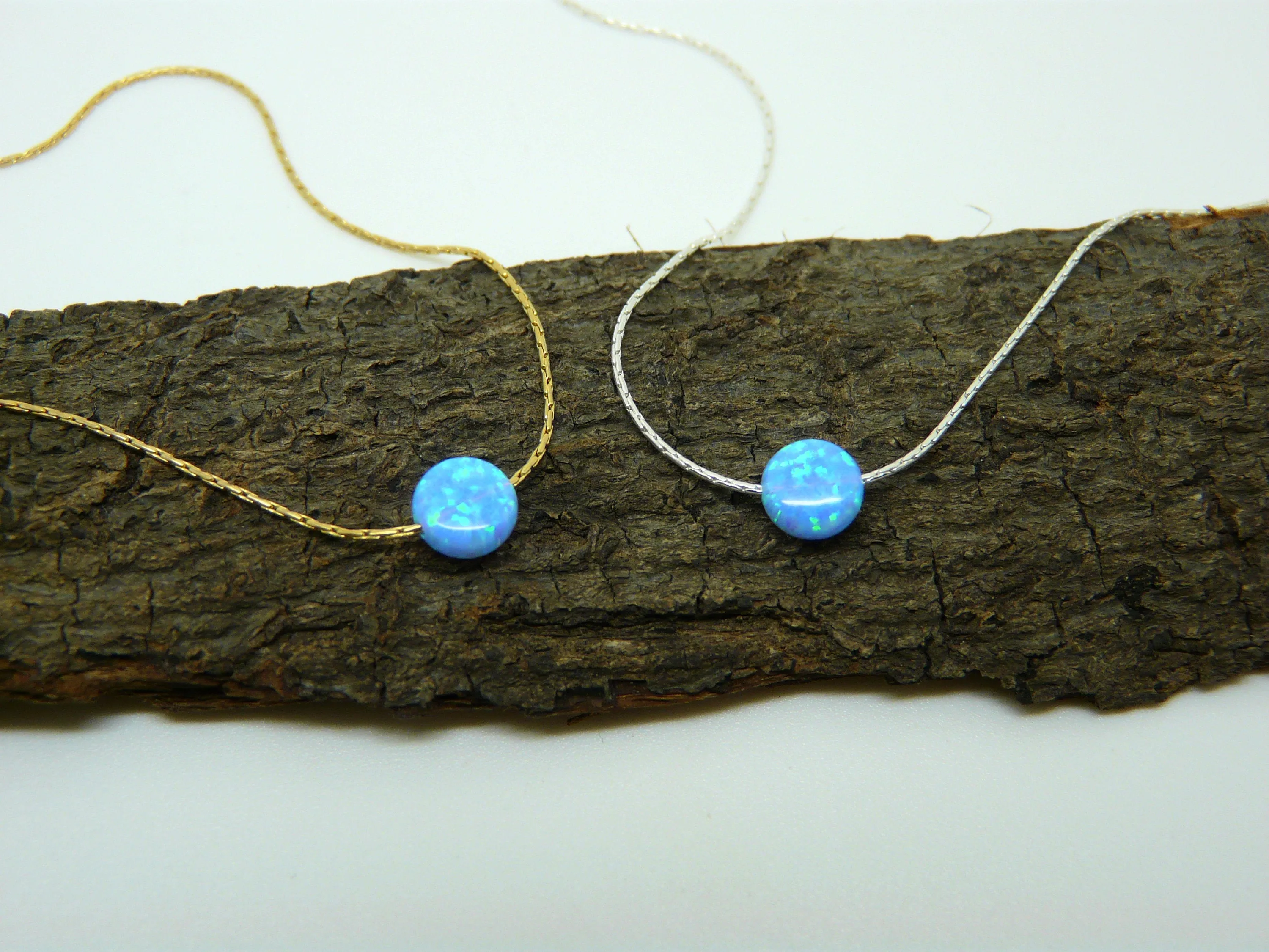 Tiny Opal coin necklace