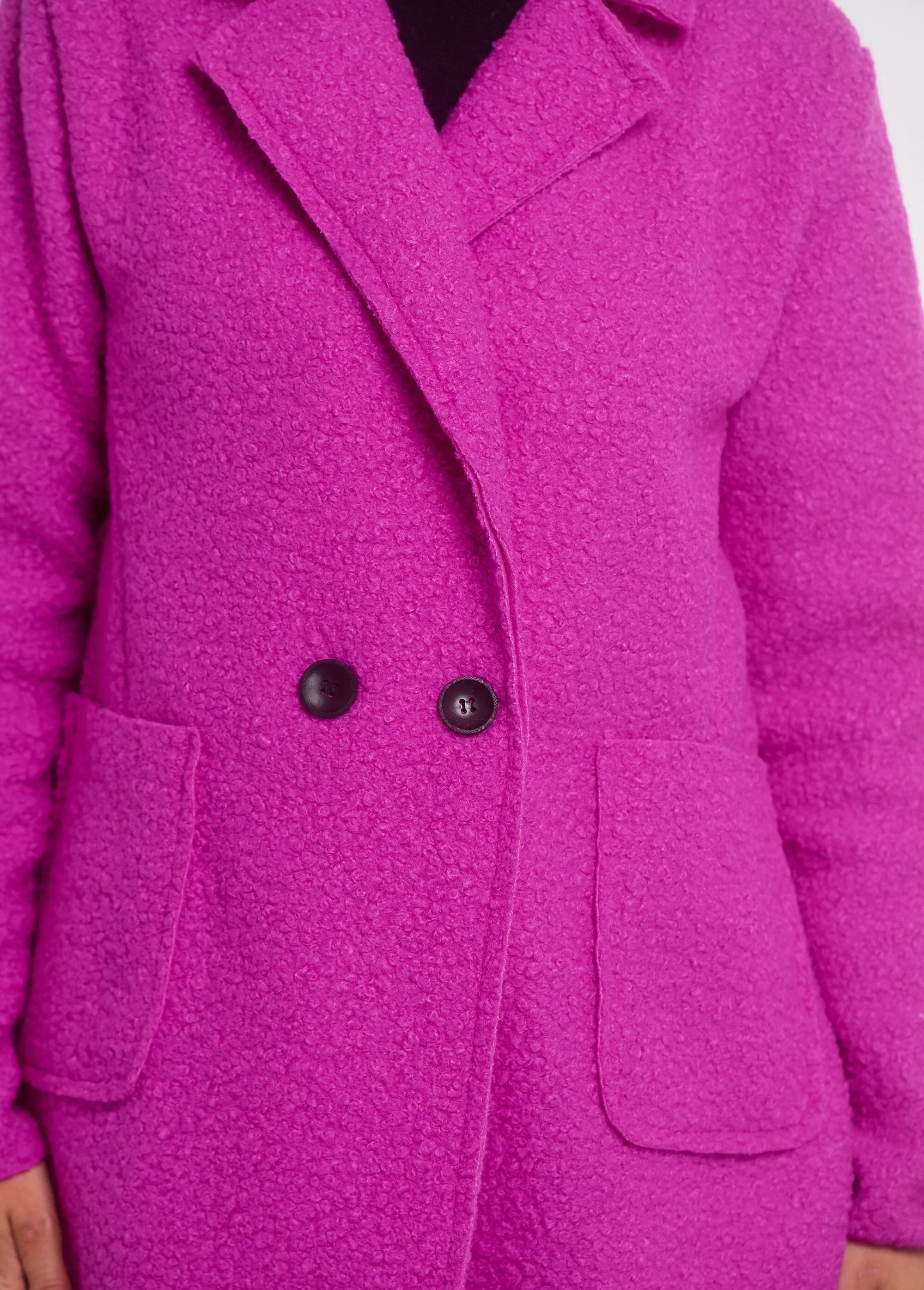 Trendy boucle coat with tailored collar