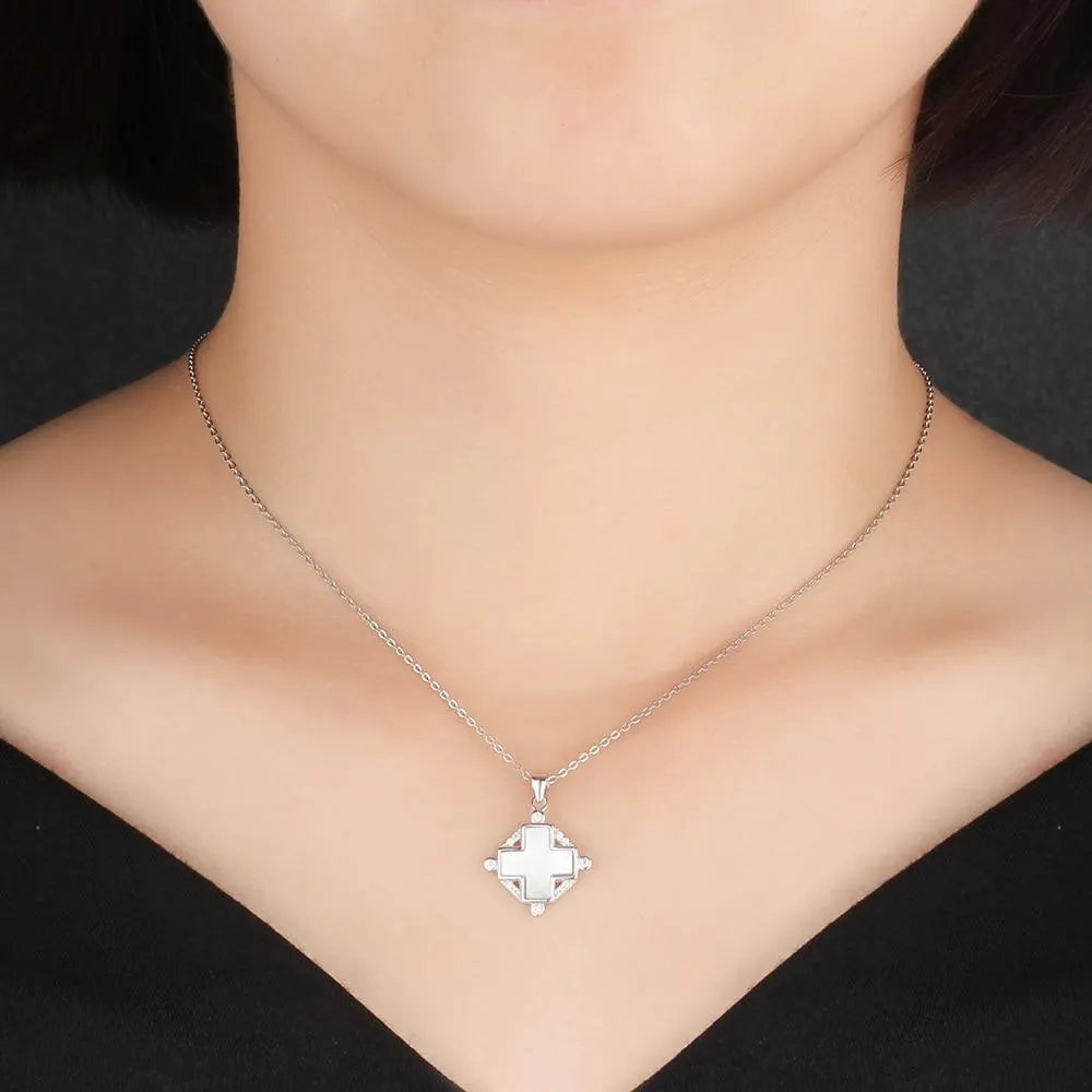 Trendy Pearl Oysters 925 Silver Sterling Cross Pendant for Women New Arrival Jewelry Gift 2018