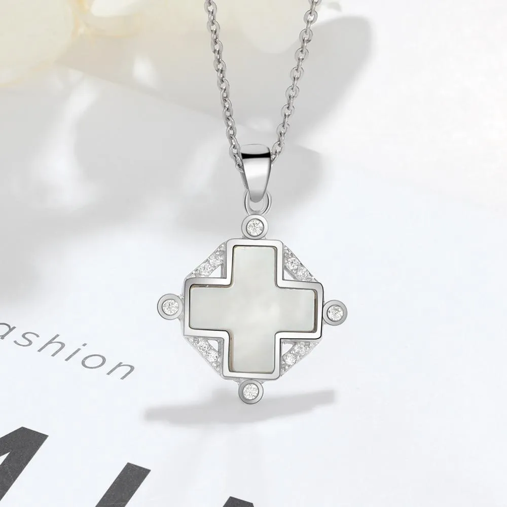 Trendy Pearl Oysters 925 Silver Sterling Cross Pendant for Women New Arrival Jewelry Gift 2018