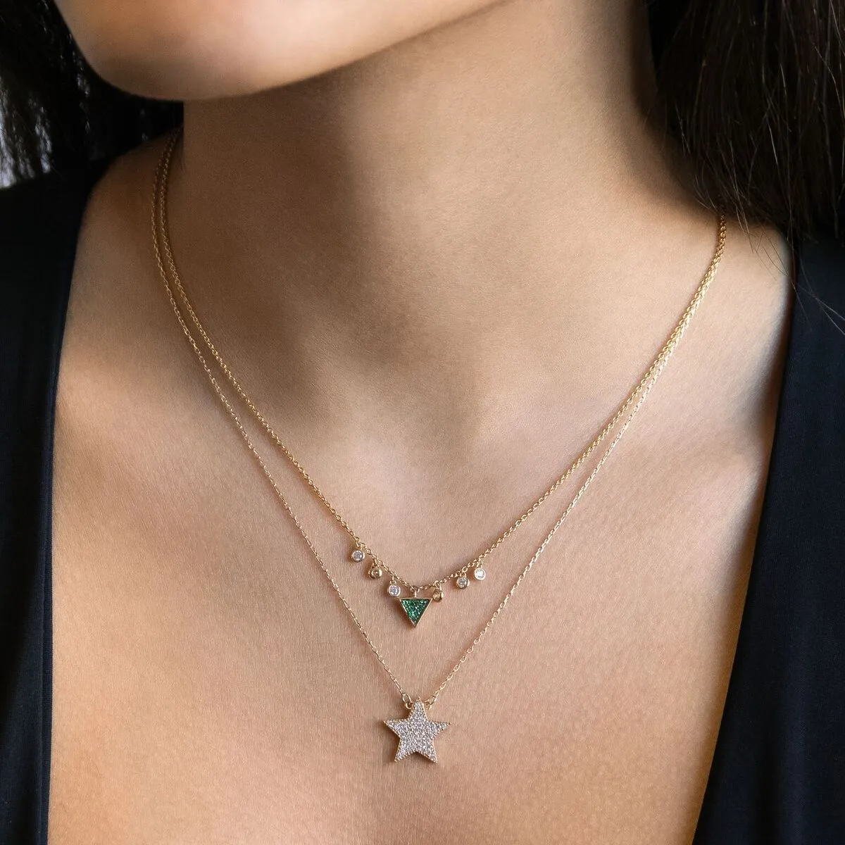 Triangle Bezel Shaker Necklace