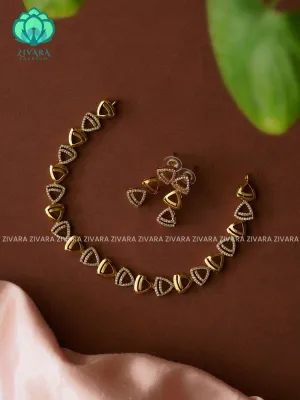 TRIANGLE- stylish and minimal elegant neckwear with earrings- Zivara Fashion