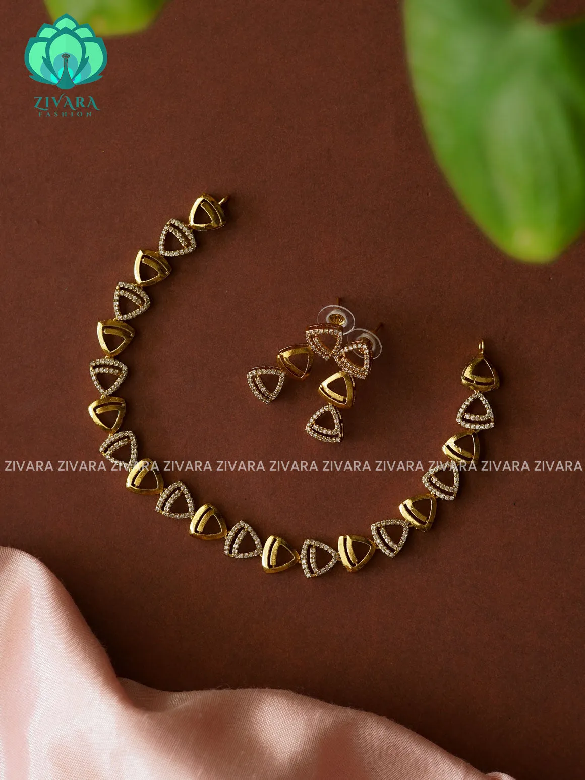 TRIANGLE- stylish and minimal elegant neckwear with earrings- Zivara Fashion