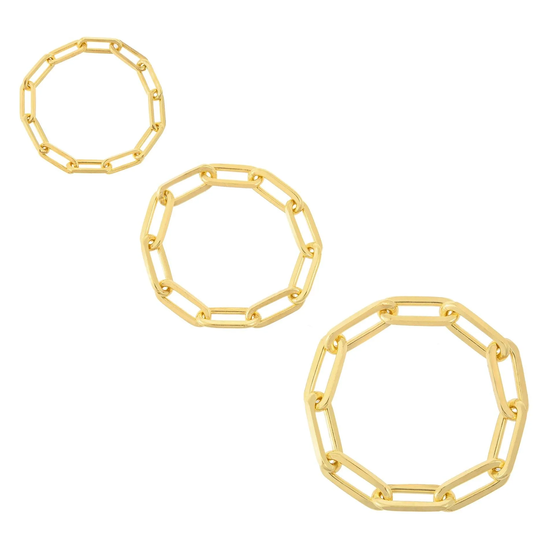 Trio Paperclip Chain Ring Set