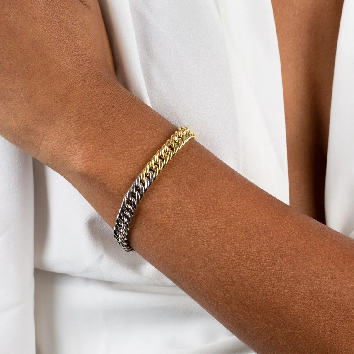 Two Tone Double Curb Bracelet