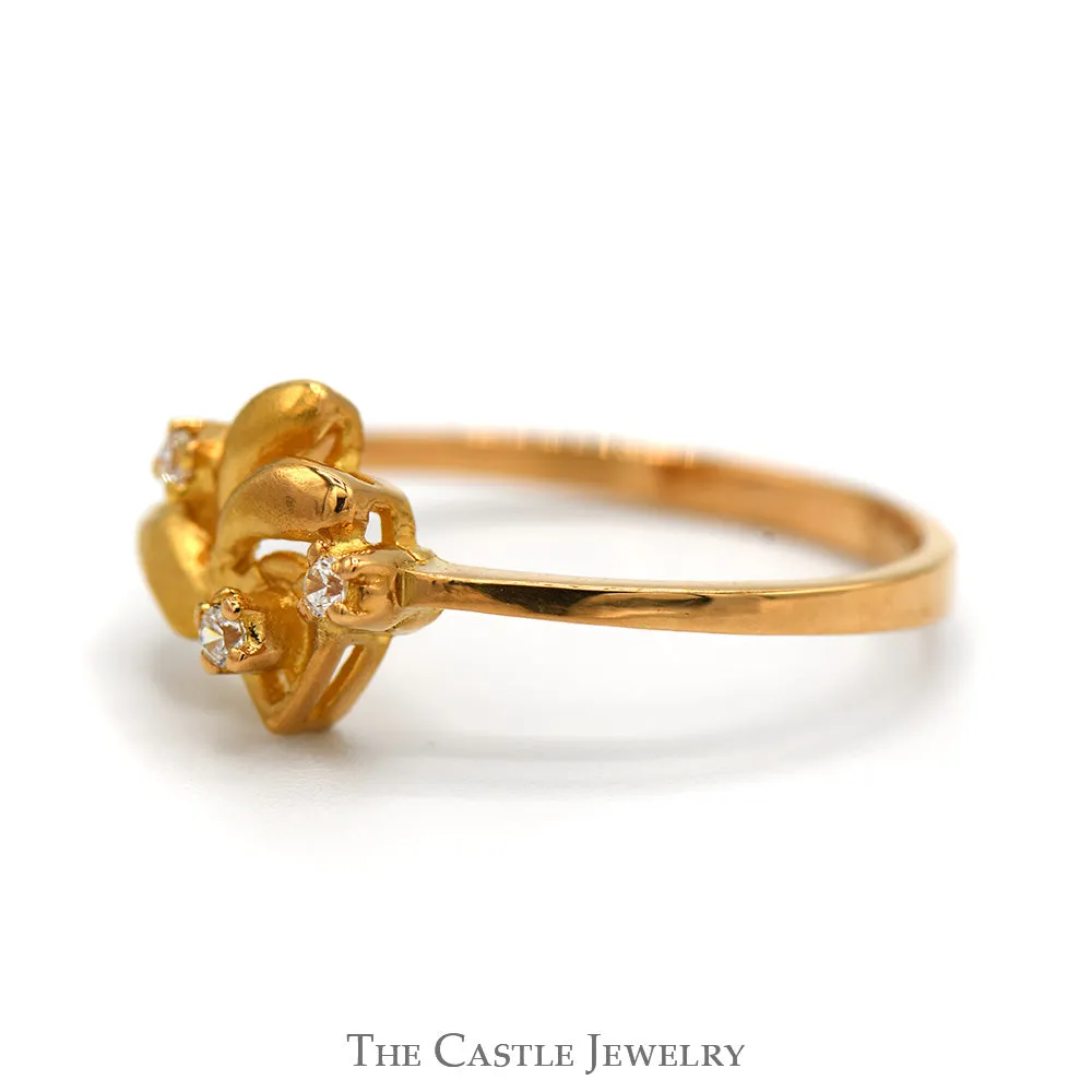 Unique Freeform Ring with Round Cubic Zirconia Accents in 18k Yellow Gold