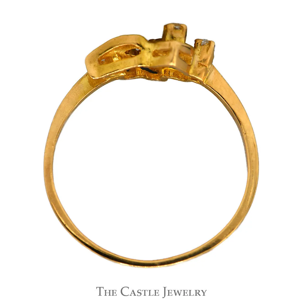 Unique Freeform Ring with Round Cubic Zirconia Accents in 18k Yellow Gold
