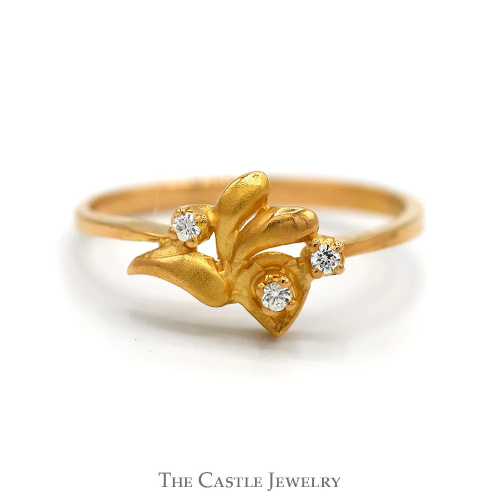 Unique Freeform Ring with Round Cubic Zirconia Accents in 18k Yellow Gold
