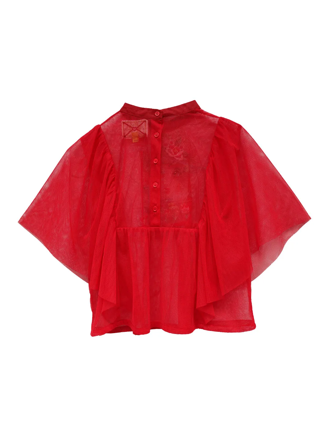 Unlogical Poem Retro Elegant Embroidered Mesh Top
