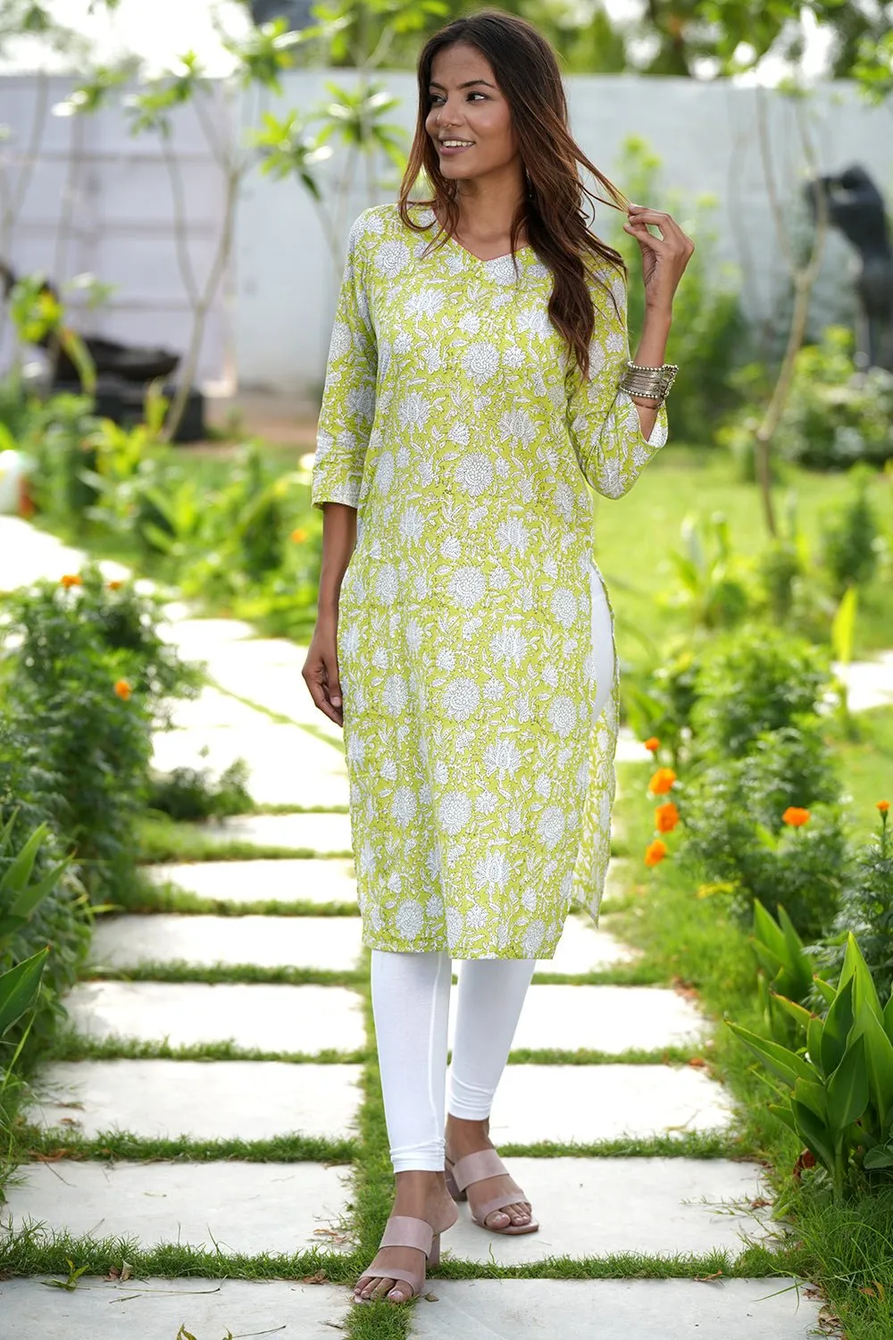 Verdant Valley Handblock Printed Cotton Kurti