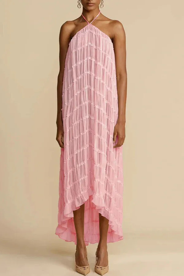 Versatility and Vintage Charm Pleated Drawstring Waist Tiered Maxi Skirt