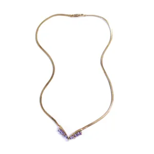 Vintage Avon Purple Crystal Dainty V Necklace