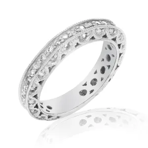 Vintage Diamond Wedding Band in 14K White Gold