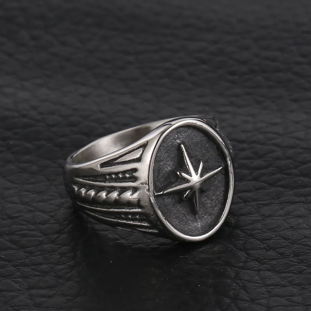 Vintage Floral Design Titanium Steel Mens Fashion Ring