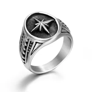 Vintage Floral Design Titanium Steel Mens Fashion Ring