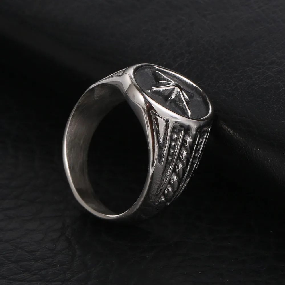 Vintage Floral Design Titanium Steel Mens Fashion Ring