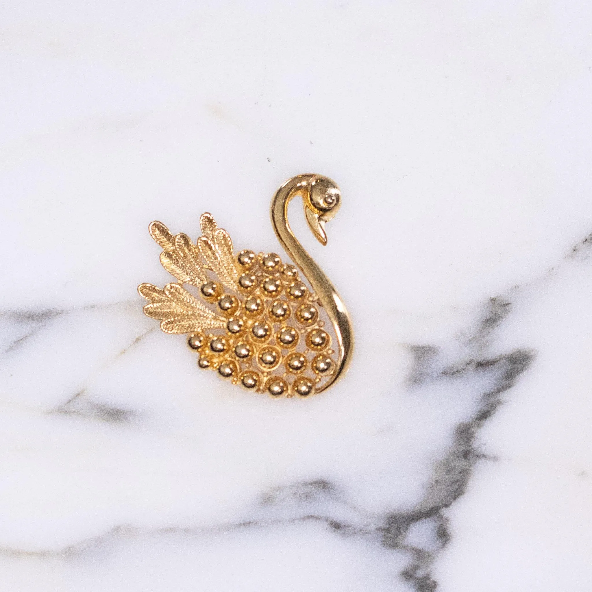 Vintage Gold Swan Brooch