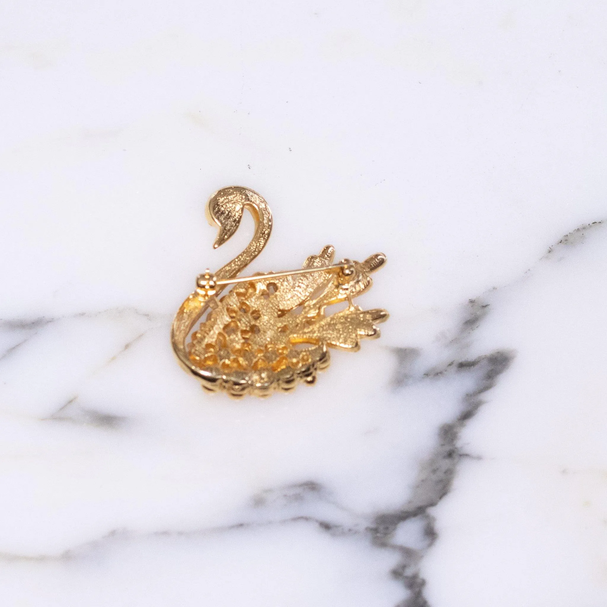 Vintage Gold Swan Brooch