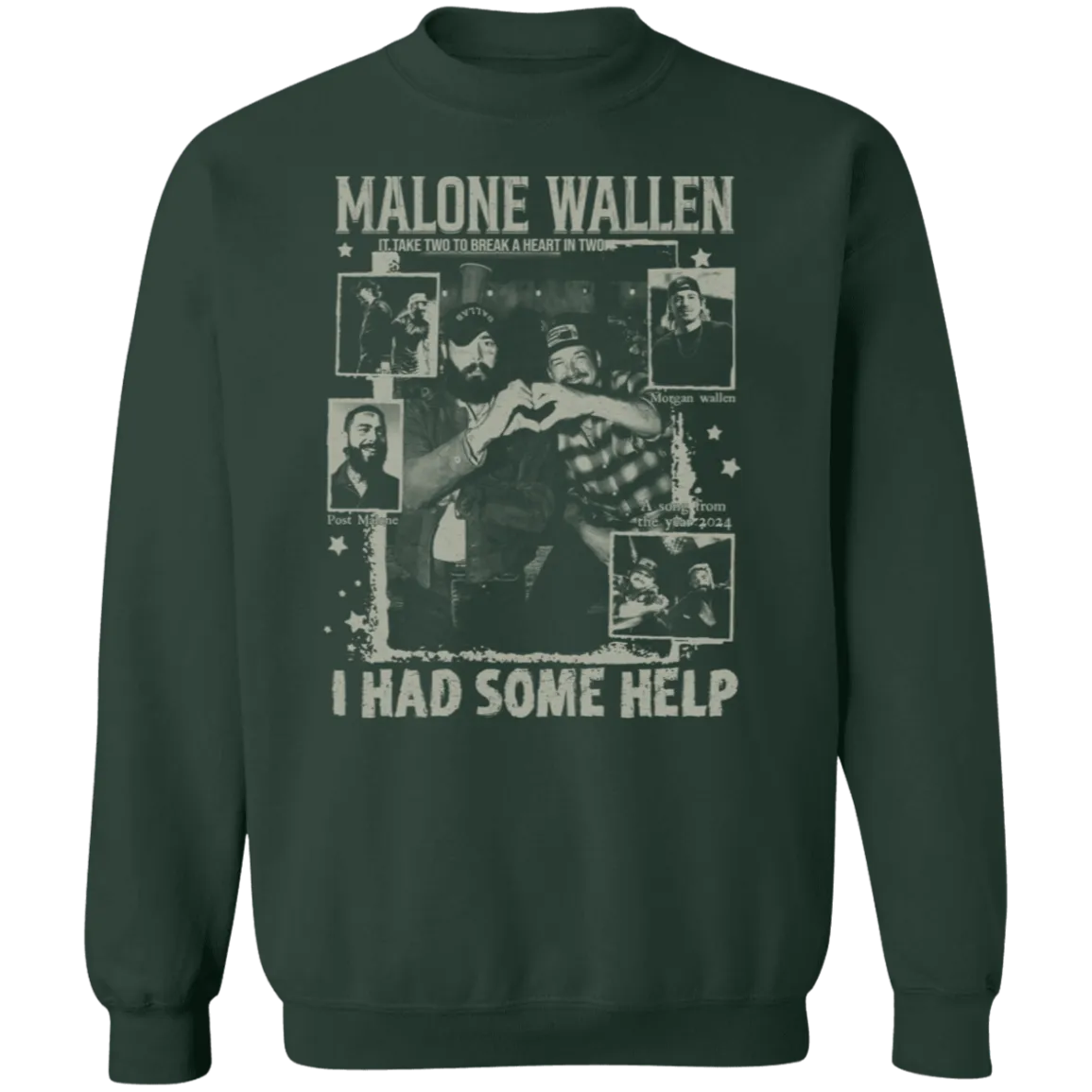 Vintage 'I Had Some Help' Gildan Crewneck Sweatshirt – Post Malone & Morgan Wallen Country Music Inspired Apparel