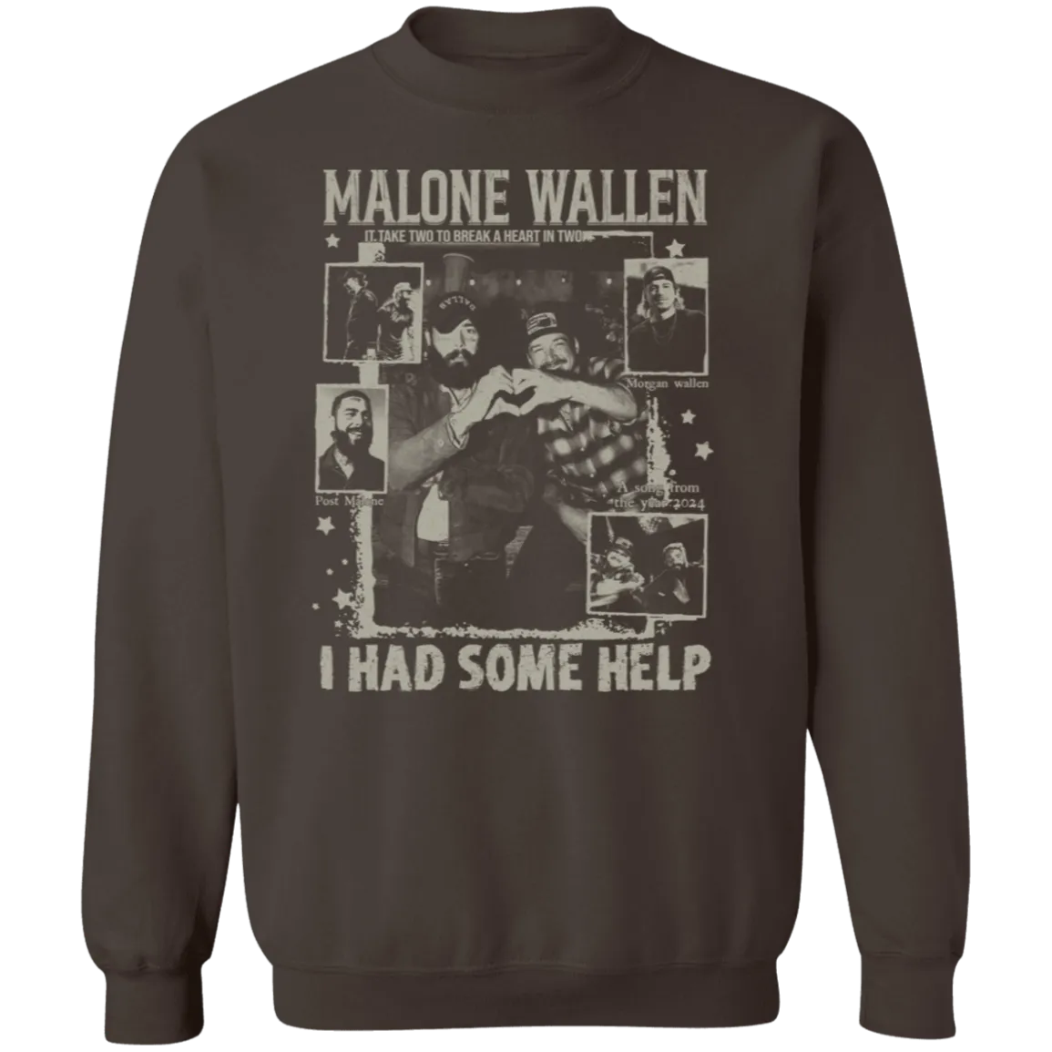 Vintage 'I Had Some Help' Gildan Crewneck Sweatshirt – Post Malone & Morgan Wallen Country Music Inspired Apparel