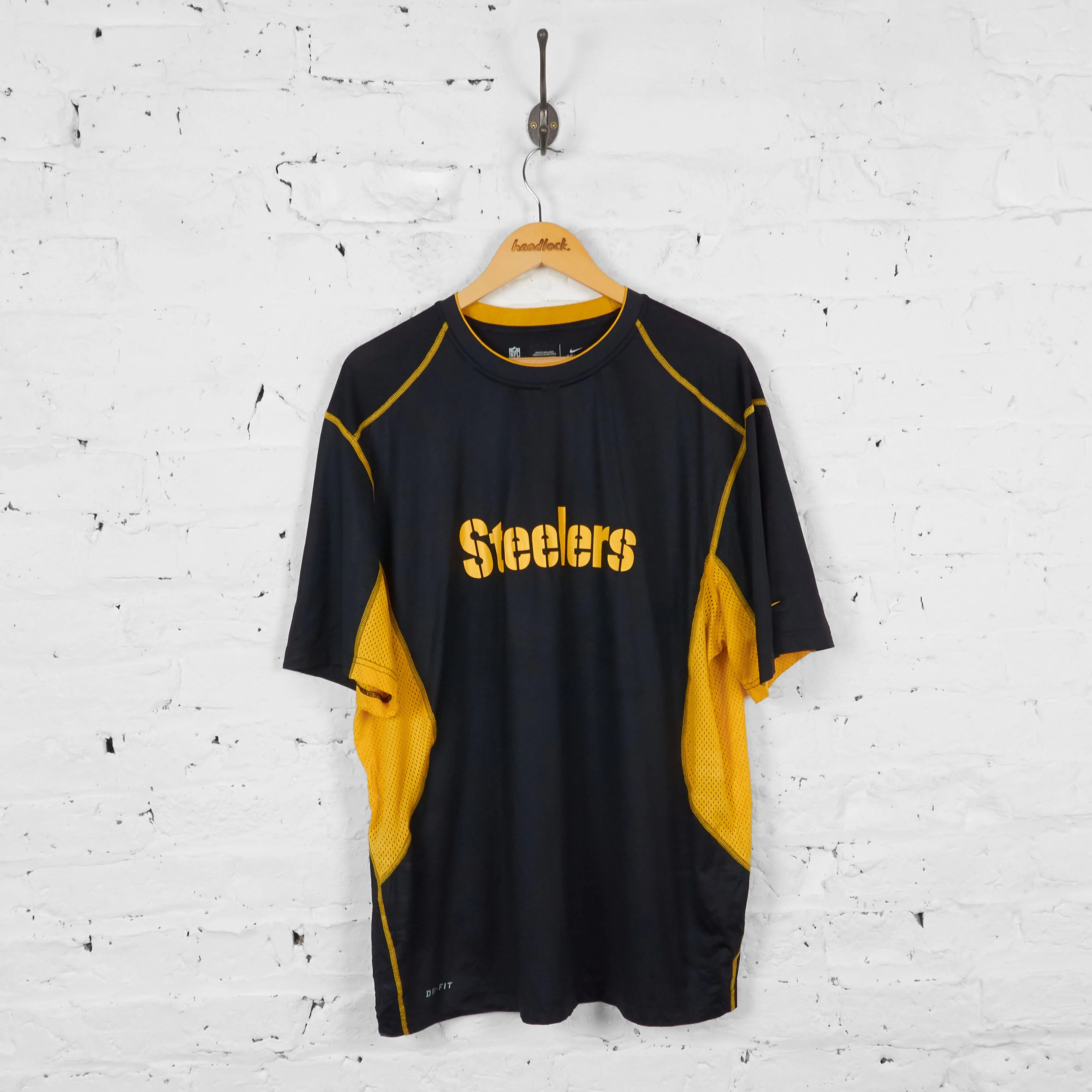 Vintage Nike NFL Steelers Training Top - Black/Yellow - XXL
