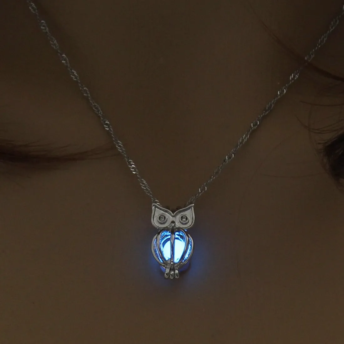 Wendy Glowing Owl Pendant Necklace