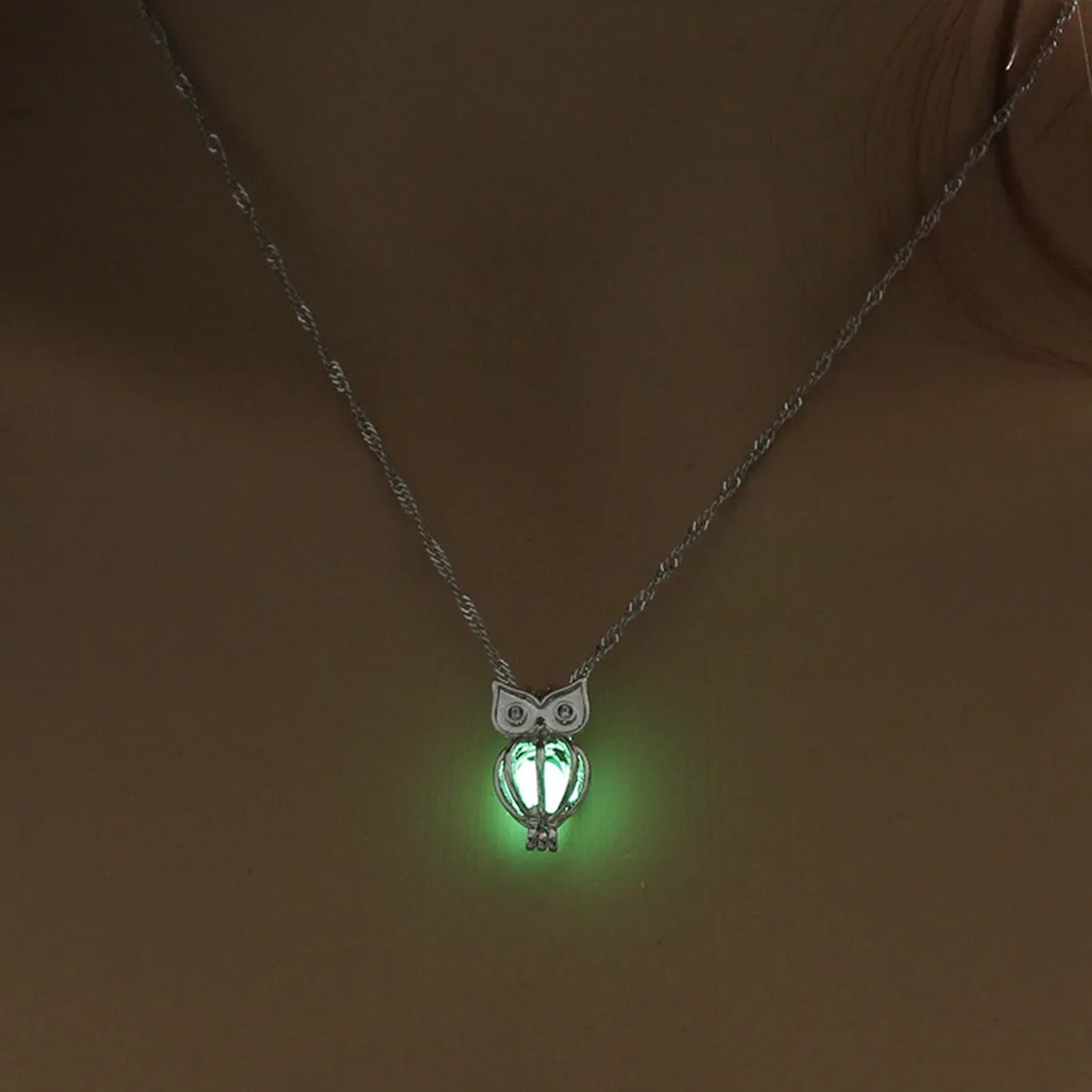 Wendy Glowing Owl Pendant Necklace