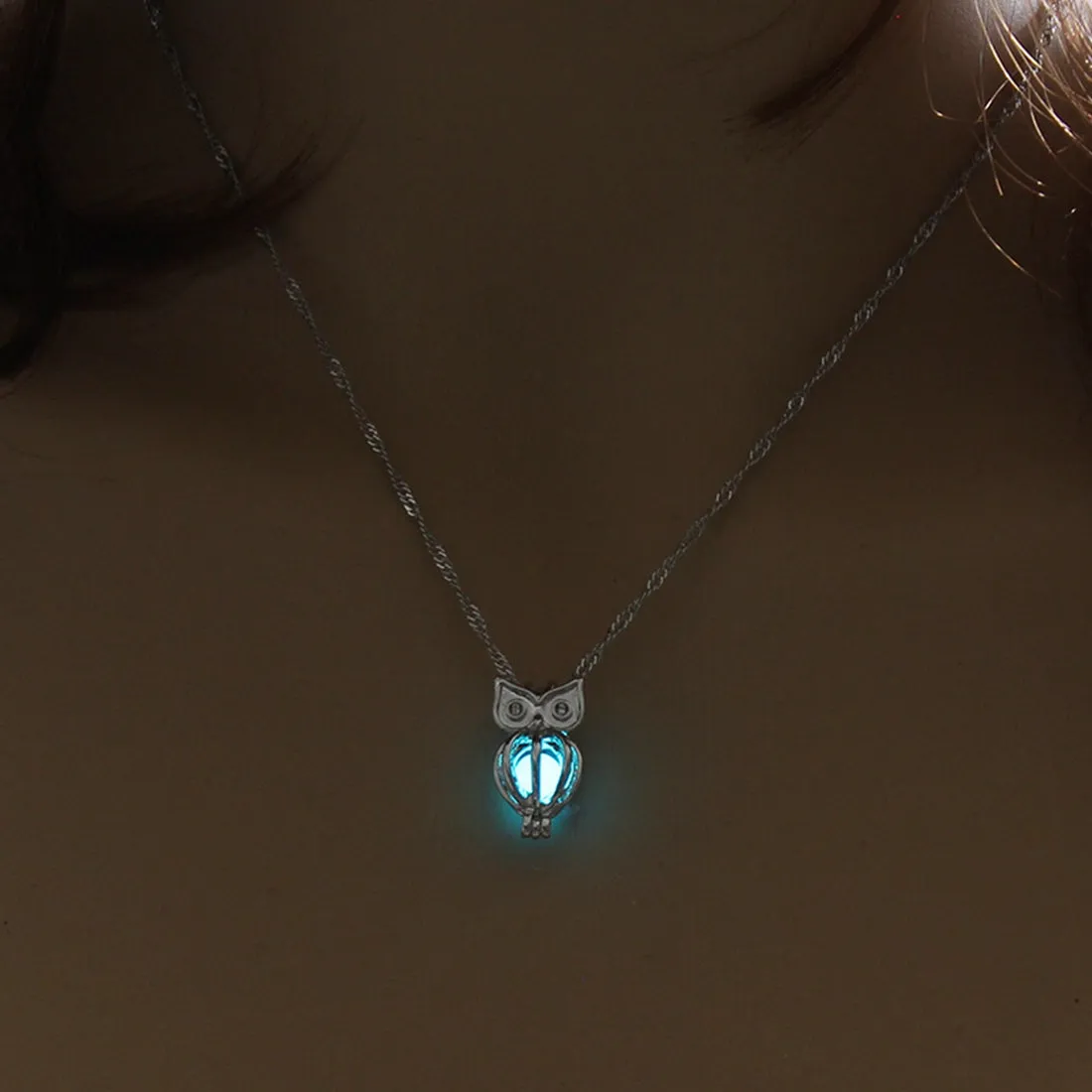 Wendy Glowing Owl Pendant Necklace