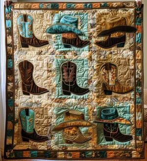 Whimsical Cowboy Hats Quilted Blanket NCU0DV366