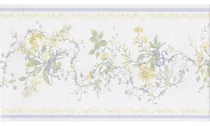 White Blue Yellow Elegant Floral 31616160 Wallpaper Border