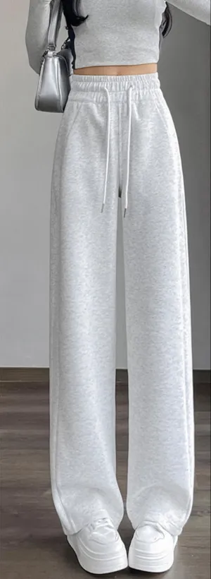 White Cozy Drawstring Joggers