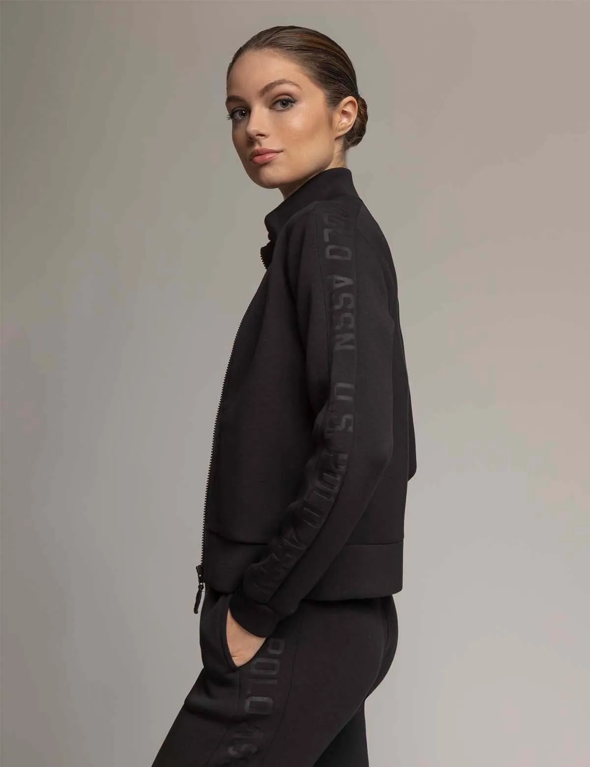 WHITE LABEL MOCK NECK FULL ZIP SCUBA TRACK JACKET
