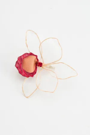 White Red Orchid Brooch